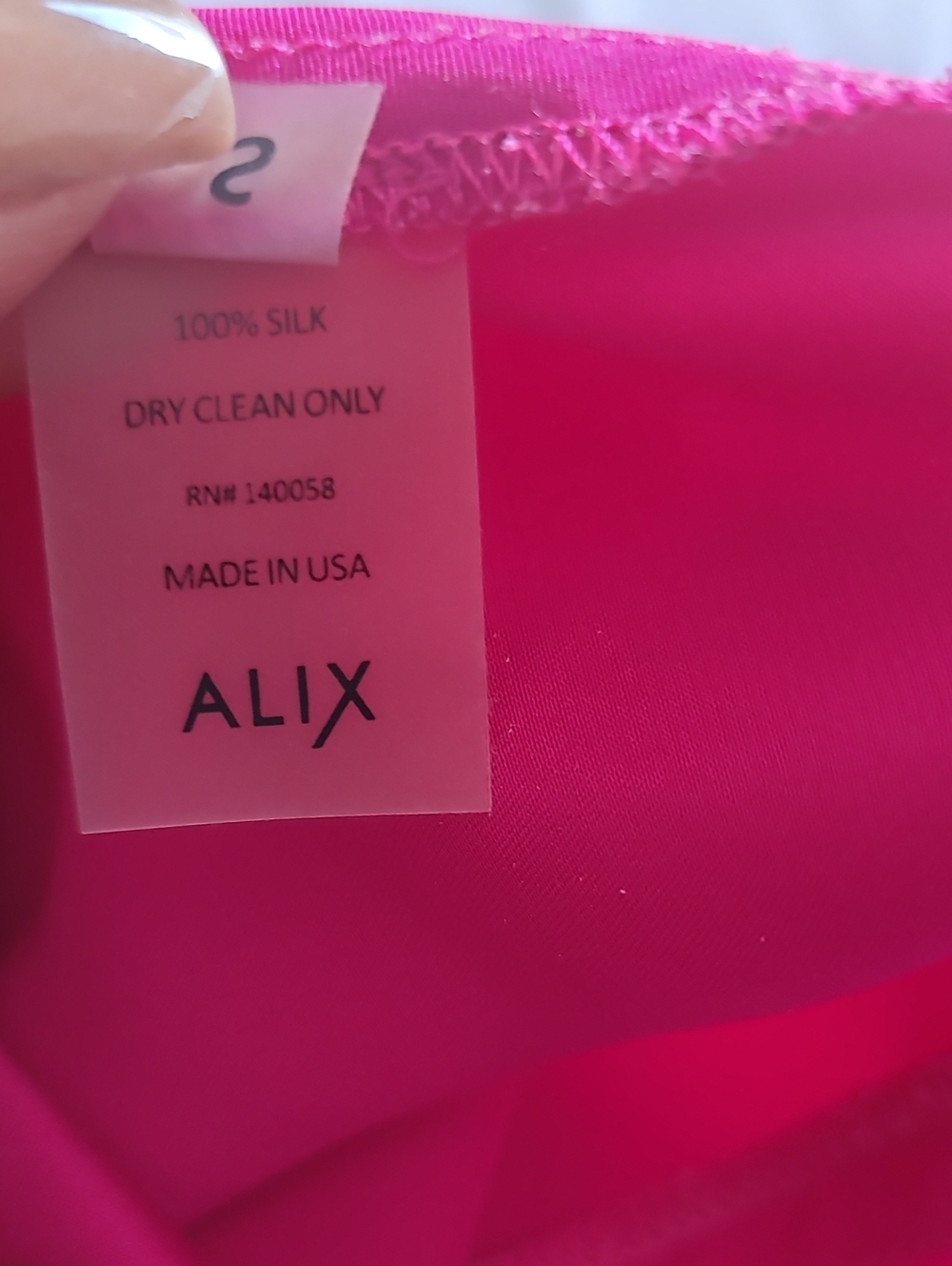 Alix NYX 100% Silk Quincy Midi Slip Dress Magenta Pink Drape Back Wmn Small Chic - Picture 13 of 16